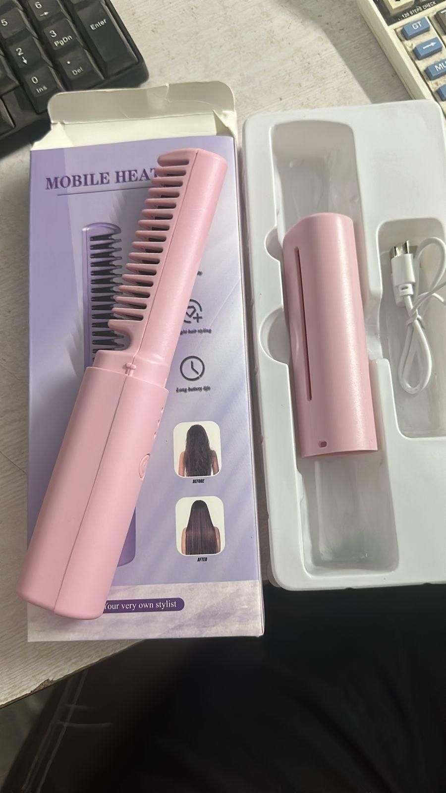 Rechargeable Hair Straightener Hot Comb