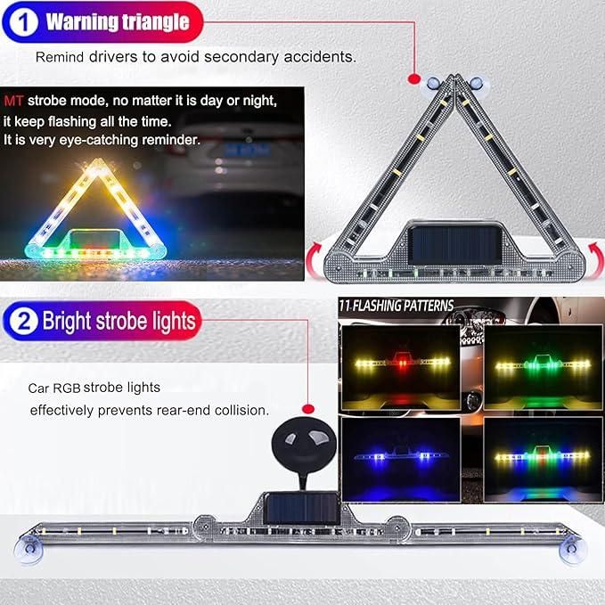 Solar Foldable Road Safety Signal For Car