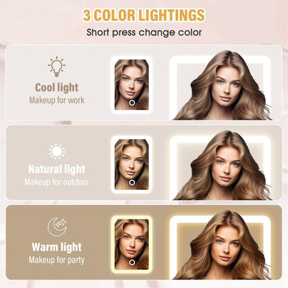 Compact Makeup Vanity With LED Mirror