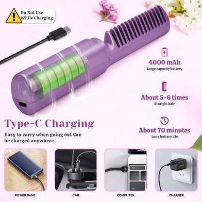 Rechargeable Hair Straightener Hot Comb