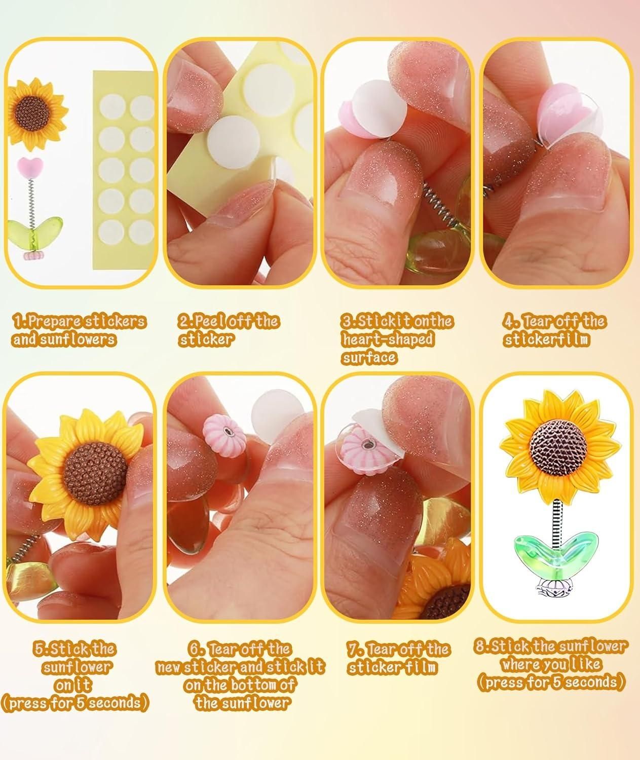 Swinging Sun Flower Dashboard Decor (Pack of 5)