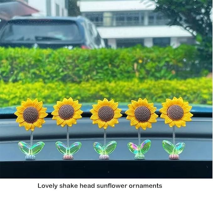 Swinging Sun Flower Dashboard Decor (Pack of 5)